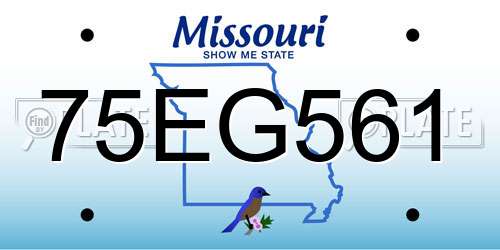 75EG561 Missouri License Plate