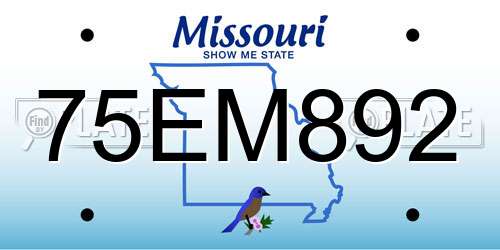 75EM892 Missouri License Plate