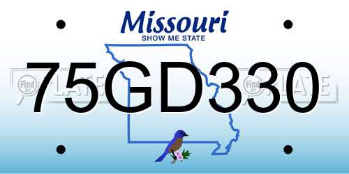 75GD330 Missouri License Plate