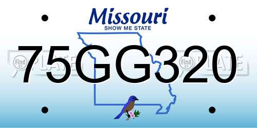 75GG320 Missouri License Plate