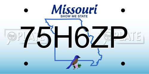 75H6ZP Missouri License Plate
