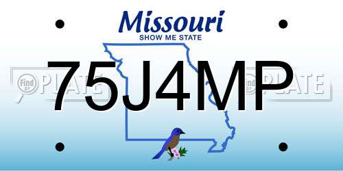75J4MP Missouri License Plate