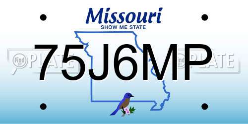 75J6MP Missouri License Plate