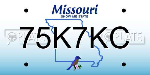 75K7KC Missouri License Plate
