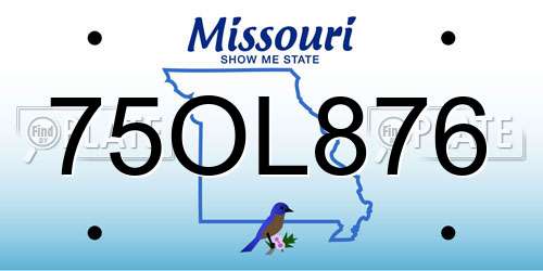 75OL876 Missouri License Plate