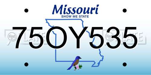 75OY535 Missouri License Plate
