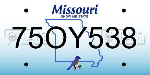 75OY538 Missouri License Plate