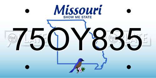 75OY835 Missouri License Plate
