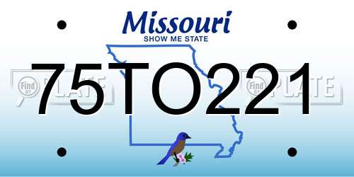 75TO221 Missouri License Plate