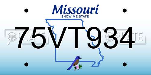 75VT934 Missouri License Plate