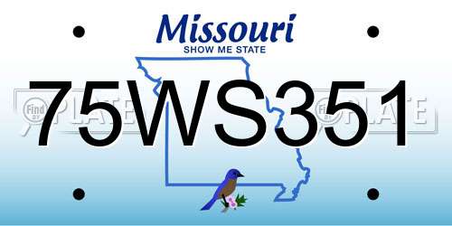 75WS351 Missouri License Plate