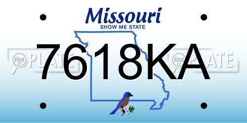 7618KA Missouri License Plate