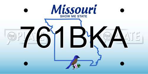 761BKA Missouri License Plate