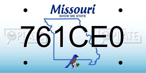 761CE0 Missouri License Plate