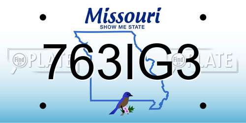 763IG3 Missouri License Plate