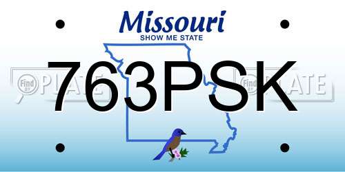 763PSK Missouri License Plate