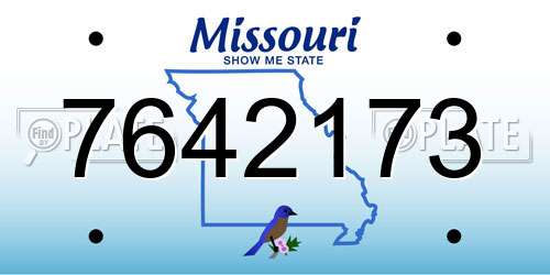 7642173 Missouri License Plate