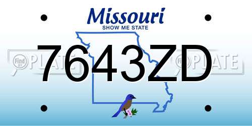 7643ZD Missouri License Plate