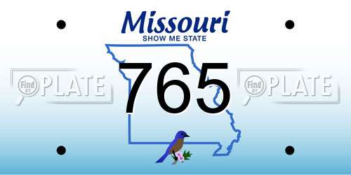 765 Missouri License Plate