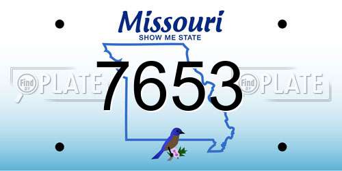 7653 Missouri License Plate