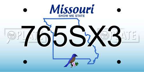 765SX3 Missouri License Plate