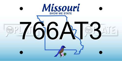 766AT3 Missouri License Plate
