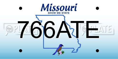 766ATE Missouri License Plate