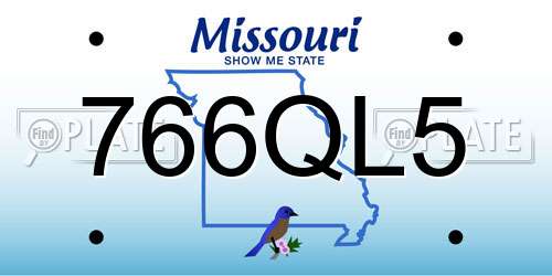 766QL5 Missouri License Plate