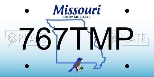 767TMP Missouri License Plate