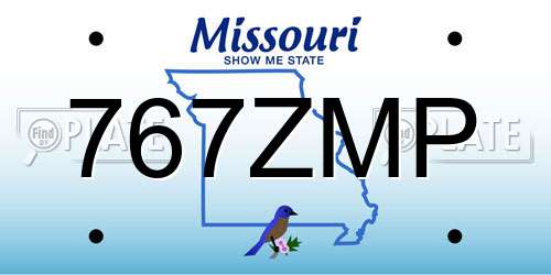 767ZMP Missouri License Plate