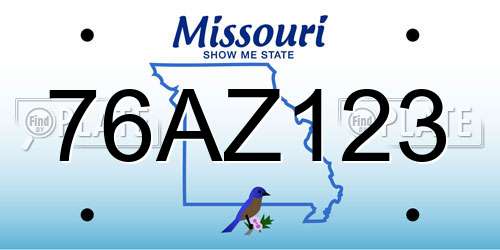 76AZ123 Missouri License Plate