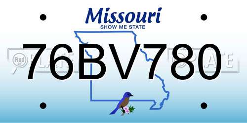 76BV780 Missouri License Plate