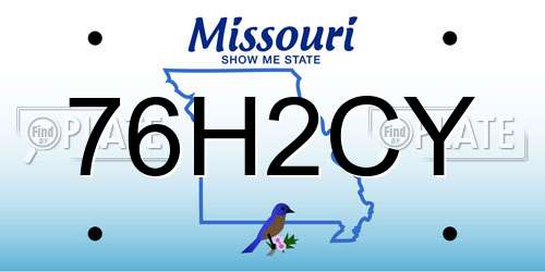 76H2CY Missouri License Plate