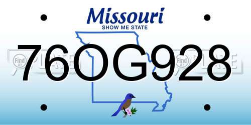 76OG928 Missouri License Plate