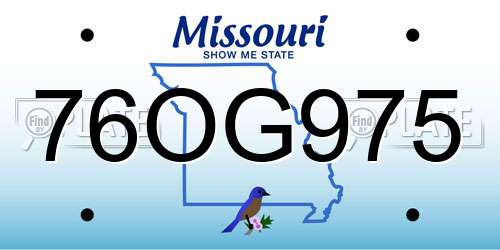 76OG975 Missouri License Plate