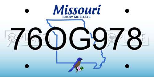 76OG978 Missouri License Plate