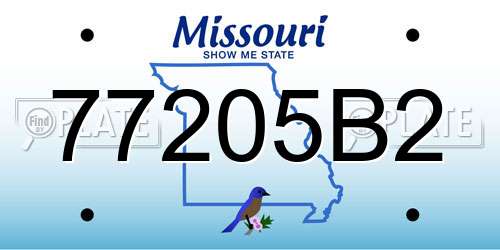 77205B2 Missouri License Plate