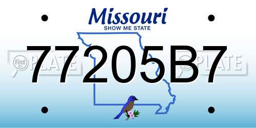 77205B7 Missouri License Plate