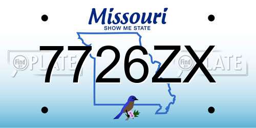 7726ZX Missouri License Plate
