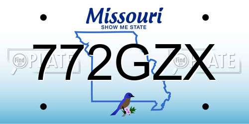 772GZX Missouri License Plate