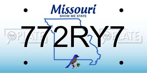 772RY7 Missouri License Plate