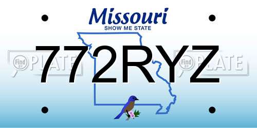 772RYZ Missouri License Plate