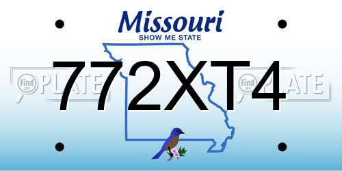 772XT4 Missouri License Plate