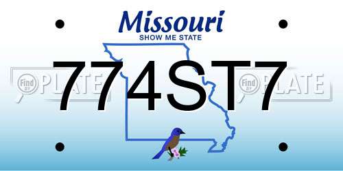 774ST7 Missouri License Plate