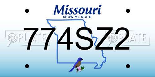 774SZ2 Missouri License Plate