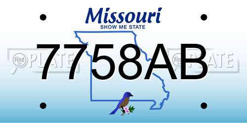 7758AB Missouri License Plate