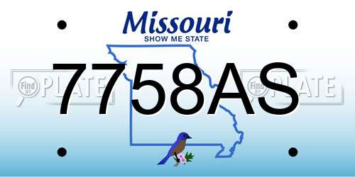7758AS Missouri License Plate