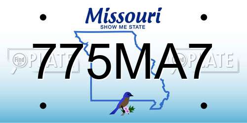 775MA7 Missouri License Plate