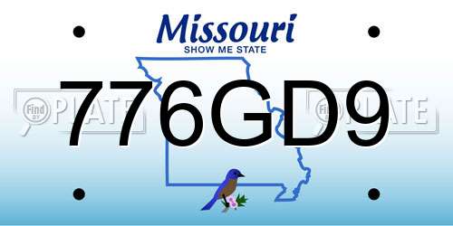 776GD9 Missouri License Plate