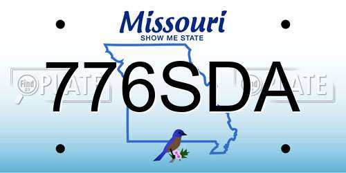776SDA Missouri License Plate